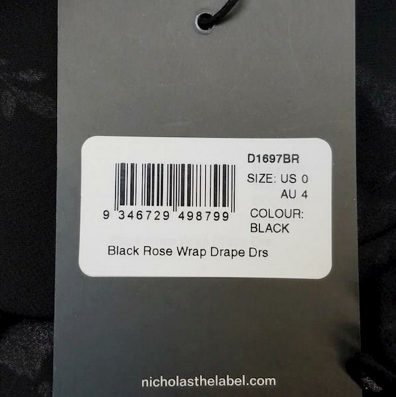 Nicholas floral black rose wrap dress - Picture 4 of 4